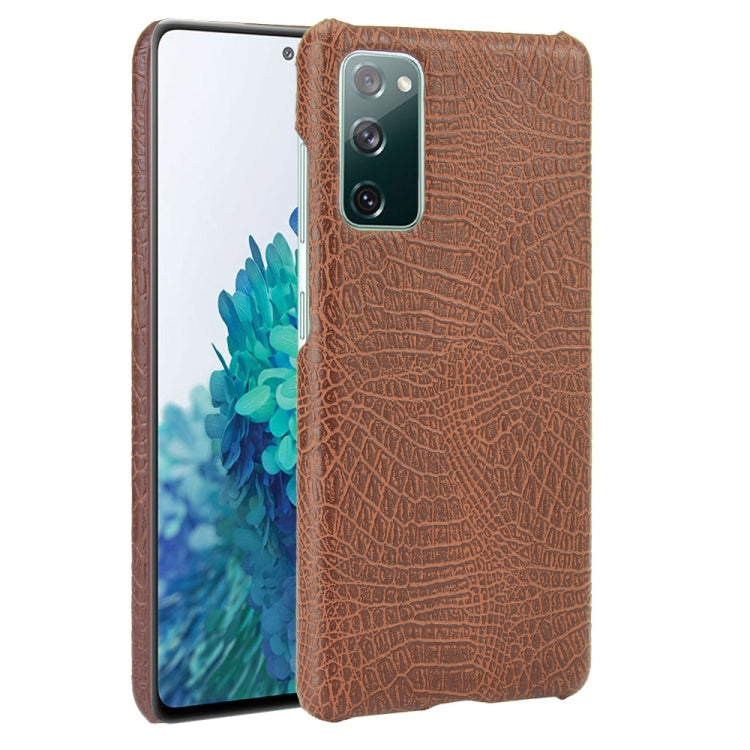 For Samsung Galaxy S20 FE Shockproof Crocodile Texture PC + PU Case(Brown) - Galaxy S20 FE Cases by NILLKIN | Online Shopping South Africa | PMC TechLife