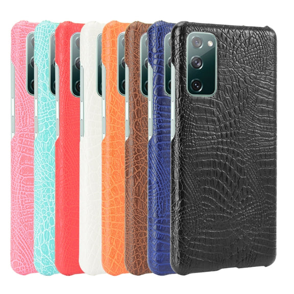 For Samsung Galaxy S20 FE Shockproof Crocodile Texture PC + PU Case(White)