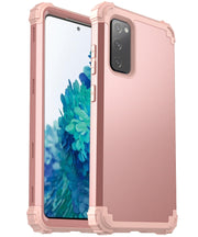 For Samsung Galaxy S20 FE PC + Silicone Three-piece Shockproof Protection Case(Rose Gold)