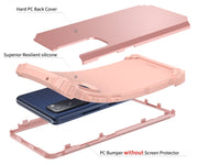 For Samsung Galaxy S20 FE PC + Silicone Three-piece Shockproof Protection Case(Rose Gold)
