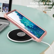For Samsung Galaxy S20 FE PC + Silicone Three-piece Shockproof Protection Case(Rose Gold)