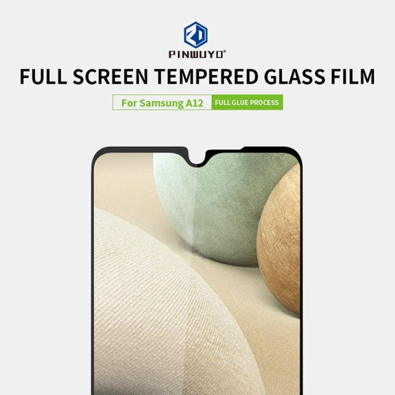 For Samsung Galaxy A12 PINWUYO 9H 2.5D Full Screen Tempered Glass Film(Black)