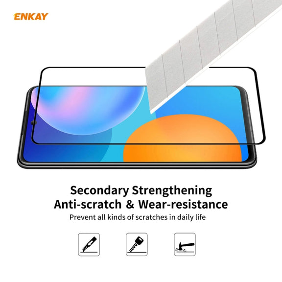 For Huawei P Smart 2021 2 PCS ENKAY Hat-Prince Full Glue 0.26mm 9H 2.5D Tempered Glass Full Coverage Film