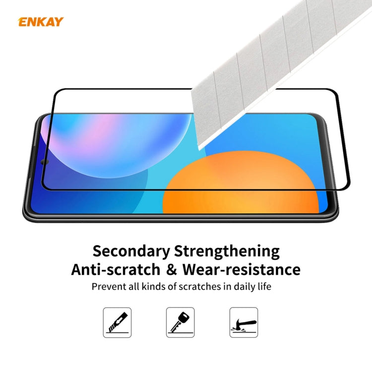 For Huawei P Smart 2021 2 PCS ENKAY Hat-Prince Full Glue 0.26mm 9H 2.5D Tempered Glass Full Coverage Film