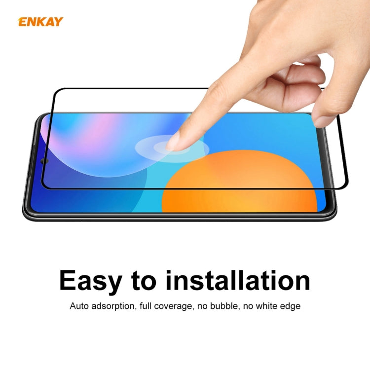 For Huawei P Smart 2021 2 PCS ENKAY Hat-Prince Full Glue 0.26mm 9H 2.5D Tempered Glass Full Coverage Film