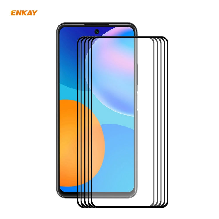 For Huawei P Smart 2021 5 PCS ENKAY Hat-Prince Full Glue 0.26mm 9H 2.5D Tempered Glass Full Coverage Film - Huawei Tempered Glass by PINWUYO | Online Shopping South Africa | PMC TechLife | Buy Now Pay Later Mobicred