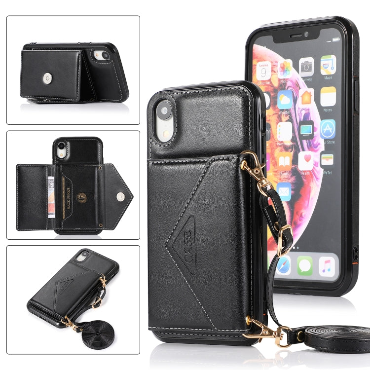 For iPhone X / XS Multi-functional Cross-body Card Bag TPU+PU Back Cover Case with Holder & Card Slot & Wallet(Black) - free shipping - PMC TechLife - Order now!