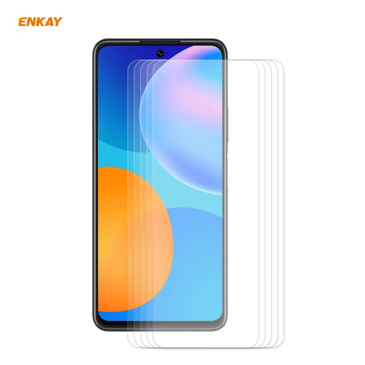 For Huawei P Smart 2021 5 PCS ENKAY Hat-Prince 0.26mm 9H 2.5D Curved Edge Tempered Glass Film - free shipping - PMC TechLife - Order now!