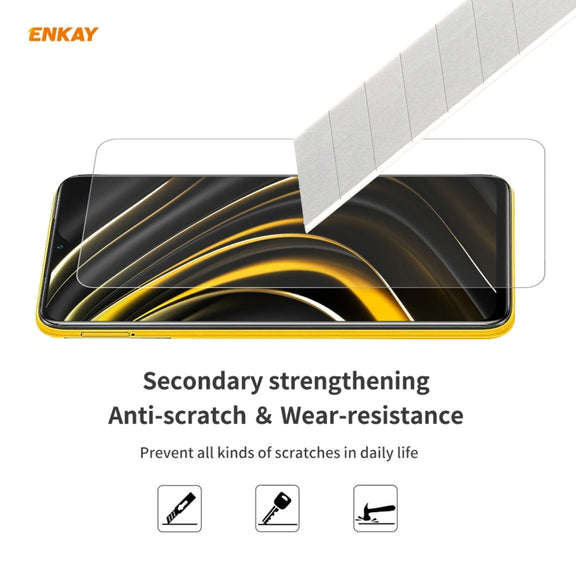 For Xiaomi Poco M3 5 PCS ENKAY Hat-Prince 0.26mm 9H 2.5D Curved Edge Tempered Glass Film