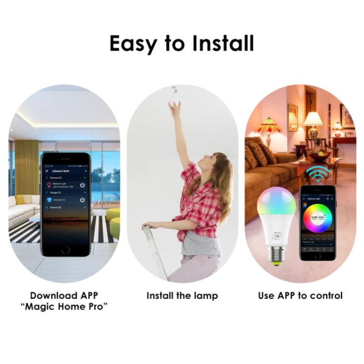 7W  E27 RGBCW WIFI LED smart bulb wireless smart home automation light(RGBCW+Warm White+White) - Smart Light Bulbs by PMC Jewellery | Online Shopping South Africa | PMC Jewellery