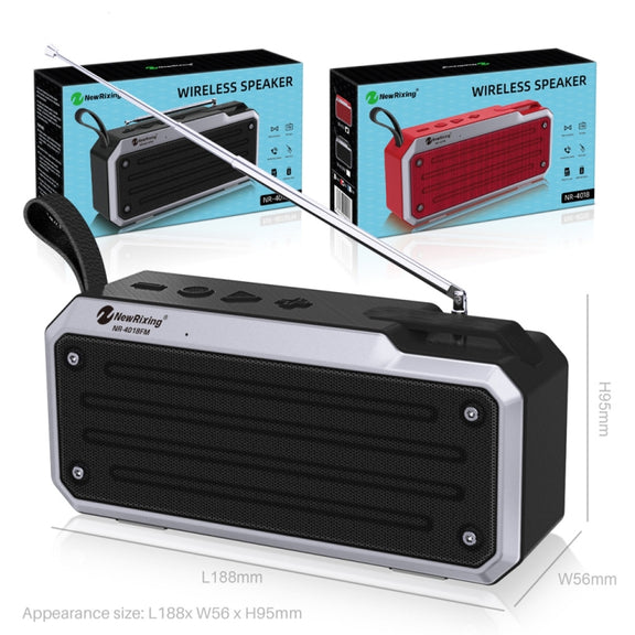 NewRixing NR4018FM TWS Portable Stereo Bluetooth Speaker, Support TF Card / FM / 3.5mm AUX / U Disk / Hands-free Call(Black)