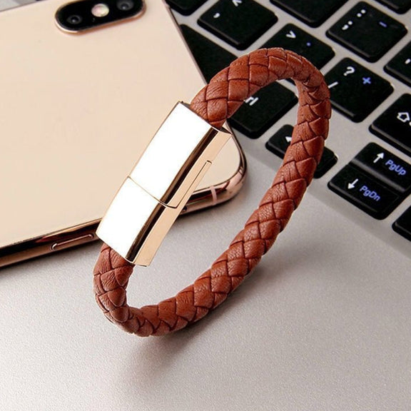 XJ-28 3A USB to 8 Pin Creative Bracelet Data Cable, Cable Length: 22.5cm(Brown)