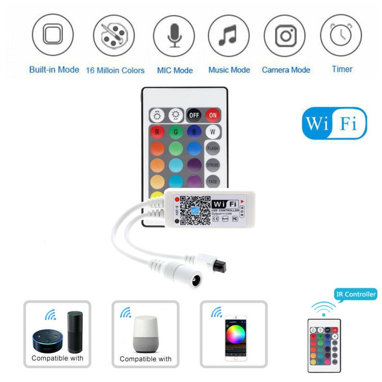 Smart Phone Control Music and Timer Mode Home Mini WIFI LED RGB Controller, type:RGBW Controller - LED Controller by PMC TechLife | Online Shopping South Africa | PMC TechLife | Buy Now Pay Later Mobicred