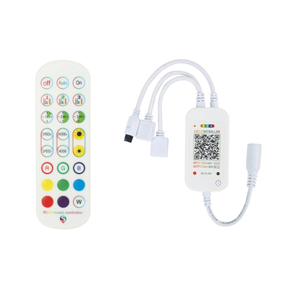WiFi Smart 4 Pin RGB LED Strip Light Controller APP Remote Voice Control Works with Alexa Echo, 5-24V, type:WiFi 24-keys Controller