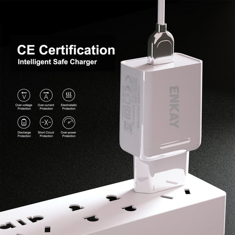 ENKAY Hat-Prince T003-1 10.5W 2.1A Dual USB Charging EU Plug Travel Power Adapter With 2.1A 1m 8 Pin Cable - free shipping - PMC TechLife - Order now!