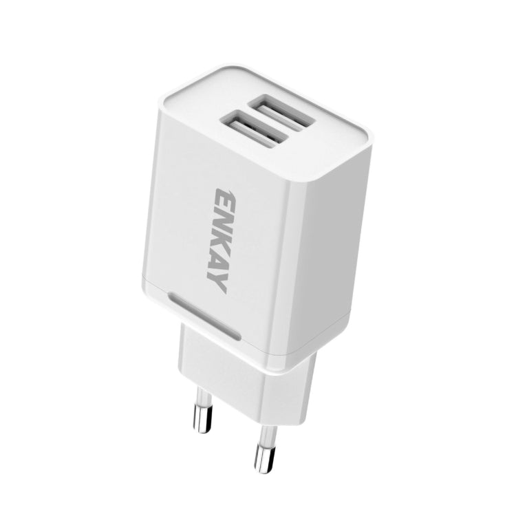 ENKAY Hat-Prince T003-1 10.5W 2.1A Dual USB Charging EU Plug Travel Power Adapter With 2.1A 1m Micro USB Cable - USB Charger by ENKAY | Online Shopping South Africa | PMC TechLife | Buy Now Pay Later Mobicred