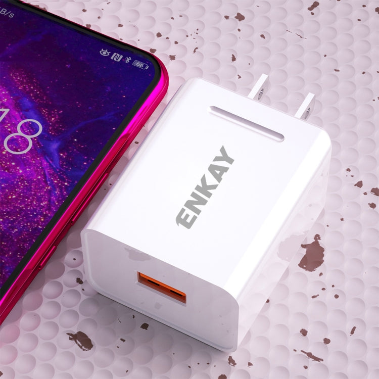 ENKAY Hat-Prince U036 18W 3A QC3.0 Fast Charging Power Adapter US Plug Portable Travel Charger With 3A 1m Micro USB Cable