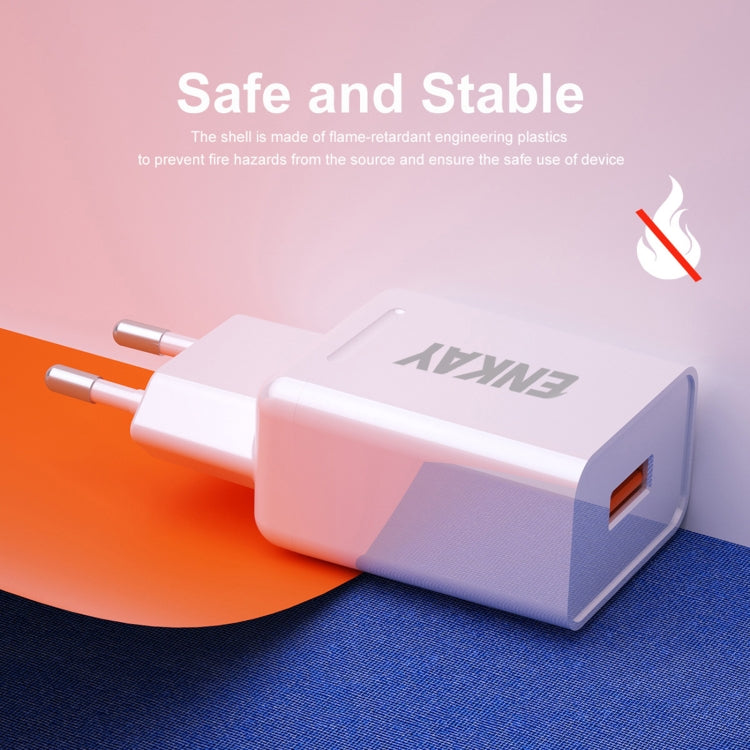 ENKAY Hat-Prince T033 18W 3A QC3.0 Fast Charging Power Adapter EU Plug Portable Travel Charger With 3A 1m 8 Pin Cable - free shipping - PMC TechLife - Order now!