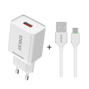ENKAY Hat-Prince T033 18W 3A QC3.0 Fast Charging Power Adapter EU Plug Portable Travel Charger With 3A 1m Micro USB Cable