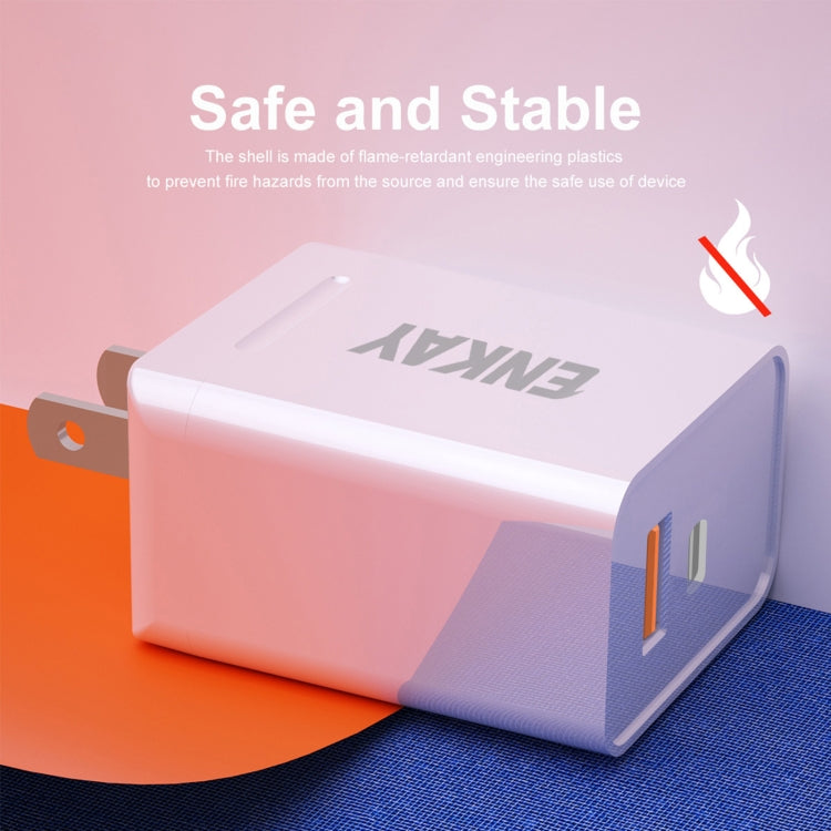 ENKAY Hat-Prince U033 18W 3A PD + QC3.0 Dual USB Fast Charging Power Adapter US Plug Portable Travel Charger With 1m 3A Micro USB Cable - free shipping - PMC TechLife - Order now!