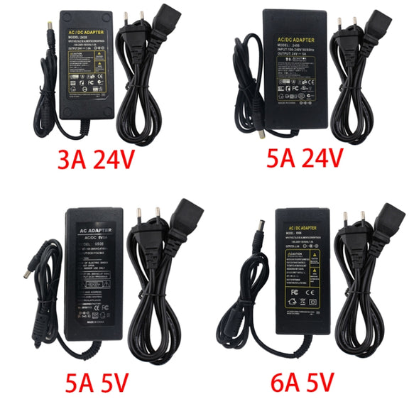 AC to DC 5V 24V Power Adapter Power Supply LED Driver Lighting Transformer 3A 5A 6A Converter Charger For LED Strip Lights US plug(5A 24V)