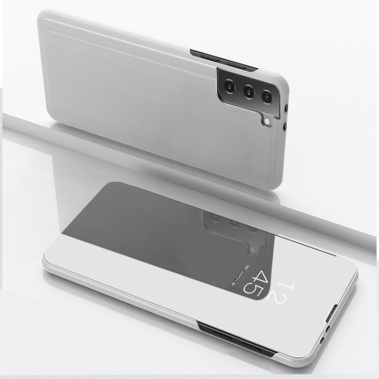 For Samsung Galaxy S21 5G Plated Mirror Horizontal Flip Leather Case with Holder(Silver) - free shipping - PMC TechLife - Order now!