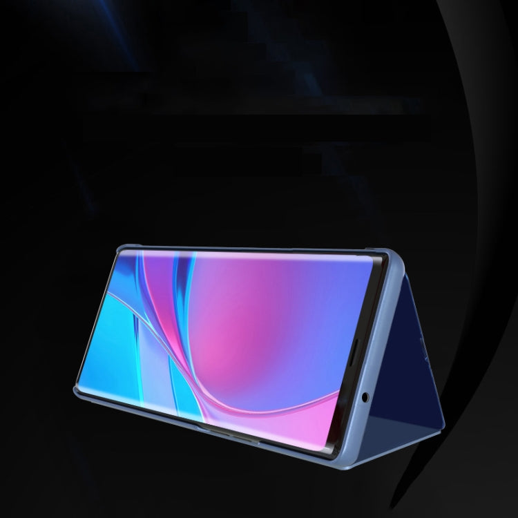 For Samsung Galaxy A12 Plated Mirror Horizontal Flip Leather Case with Holder(Blue) - Galaxy Phone Cases by PMC TechLife | Online Shopping South Africa | PMC TechLife | Buy Now Pay Later Mobicred