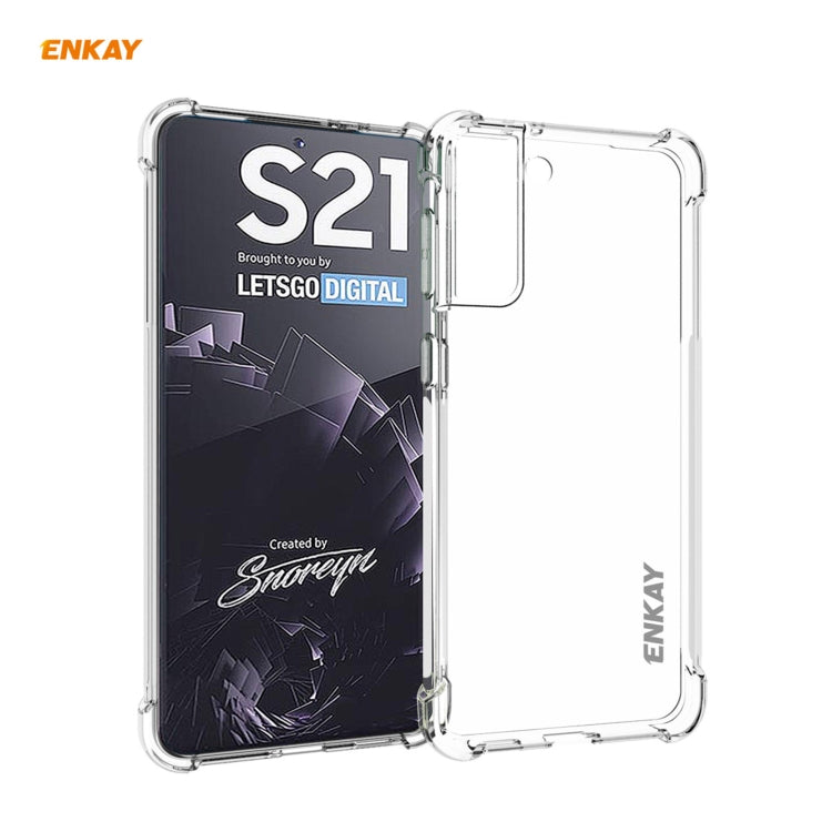 For Samsung Galaxy S21 5G Hat-Prince ENKAY Clear TPU Shockproof Case Soft Anti-slip Cover + 0.26mm 9H 2.5D Full Glue Full Coverage Tempered Glass Protector Film Support Fingerprint Unlock - free shipping - PMC TechLife - Order now!
