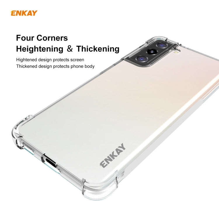 For Samsung Galaxy S21 5G Hat-Prince ENKAY Clear TPU Shockproof Case Soft Anti-slip Cover + 0.26mm 9H 2.5D Full Glue Full Coverage Tempered Glass Protector Film Support Fingerprint Unlock - free shipping - PMC TechLife - Order now!