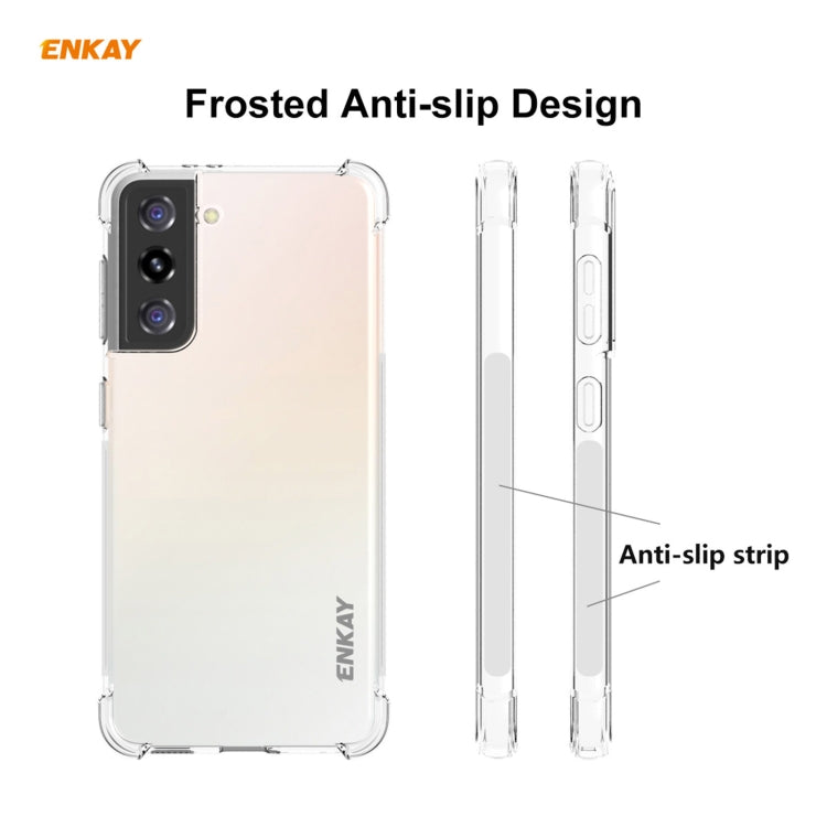 For Samsung Galaxy S21 5G Hat-Prince ENKAY Clear TPU Shockproof Case Soft Anti-slip Cover + 0.26mm 9H 2.5D Full Glue Full Coverage Tempered Glass Protector Film Support Fingerprint Unlock - free shipping - PMC TechLife - Order now!
