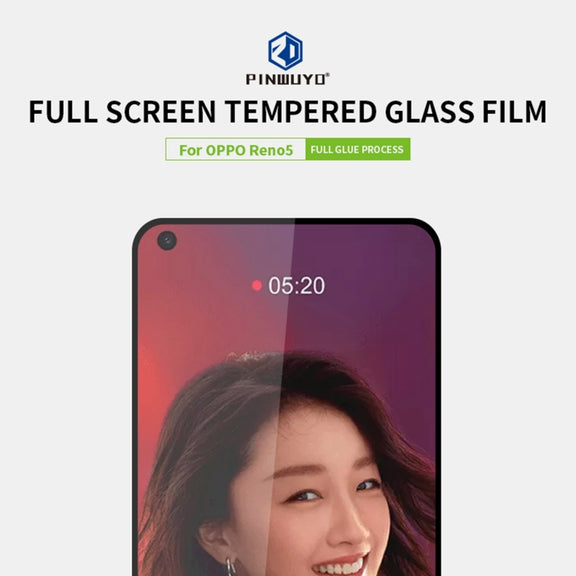 For OPPO Reno5 PINWUYO 9H 2.5D Full Screen Tempered Glass Film(Black)
