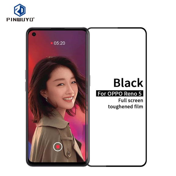 For OPPO Reno5 PINWUYO 9H 2.5D Full Screen Tempered Glass Film(Black)