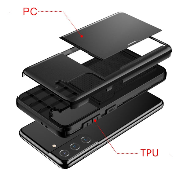 For Samsung Galaxy S21 5G Shockproof Armor Protective Case with Card Slot(Black) - free shipping - PMC TechLife - Order now!