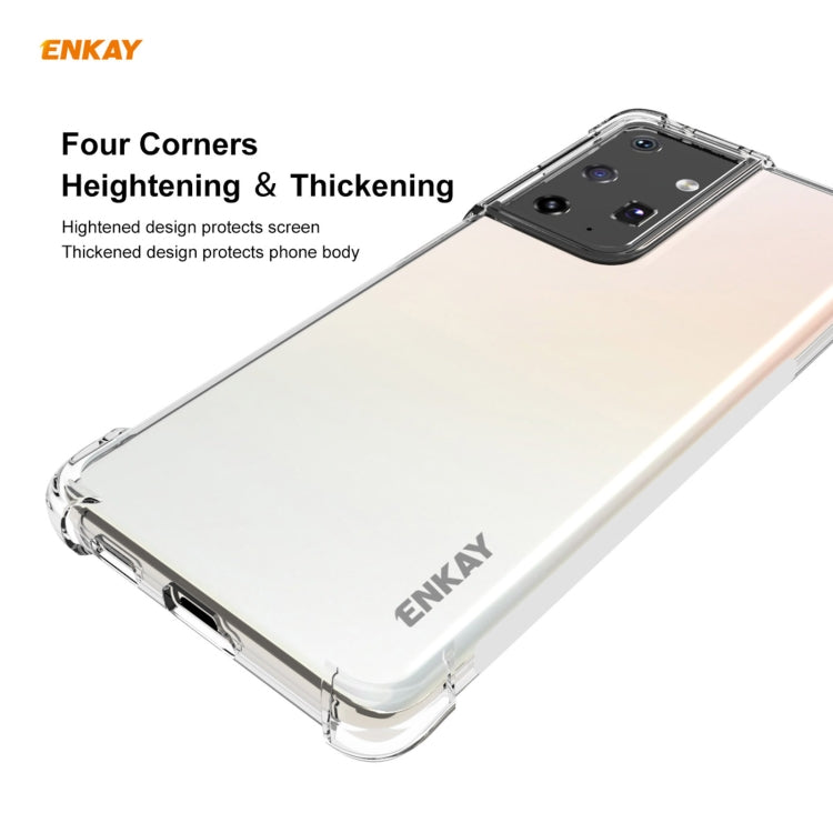 For Samsung Galaxy S21 Ultra 5G Hat-Prince ENKAY Clear TPU Shockproof Case Soft Anti-slip Cover + 3D Full Screen PET Curved Hot Bending HD Screen Protector Soft Film, Support Fingerprint Unlock - Galaxy S21 Ultra 5G Cases by ENKAY | Online Shopping South Africa | PMC TechLife | Buy Now Pay Later Mobicred