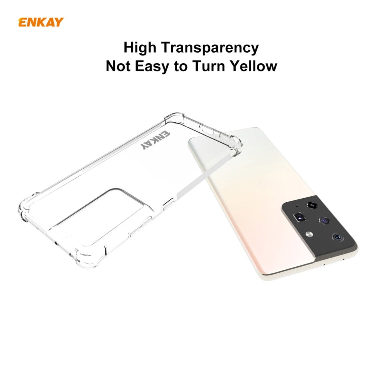 For Samsung Galaxy S21 Ultra 5G Hat-Prince ENKAY Clear TPU Shockproof Case Soft Anti-slip Cover + 3D Full Screen PET Curved Hot Bending HD Screen Protector Soft Film, Support Fingerprint Unlock - Galaxy S21 Ultra 5G Cases by ENKAY | Online Shopping South Africa | PMC TechLife | Buy Now Pay Later Mobicred