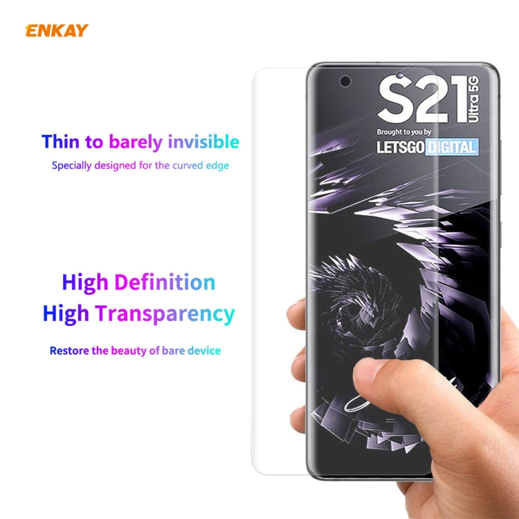 For Samsung Galaxy S21 Ultra 5G Hat-Prince ENKAY Clear TPU Shockproof Case Soft Anti-slip Cover + 3D Full Screen PET Curved Hot Bending HD Screen Protector Soft Film, Support Fingerprint Unlock - Galaxy S21 Ultra 5G Cases by ENKAY | Online Shopping South Africa | PMC TechLife | Buy Now Pay Later Mobicred
