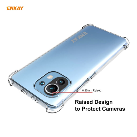 For Xiaomi Mi 11 Hat-Prince ENKAY Clear TPU Shockproof Case Soft Anti-slip Cover + 3D Full Screen PET Curved Hot Bending HD Screen Protector Soft Film, Support Fingerprint Unlock