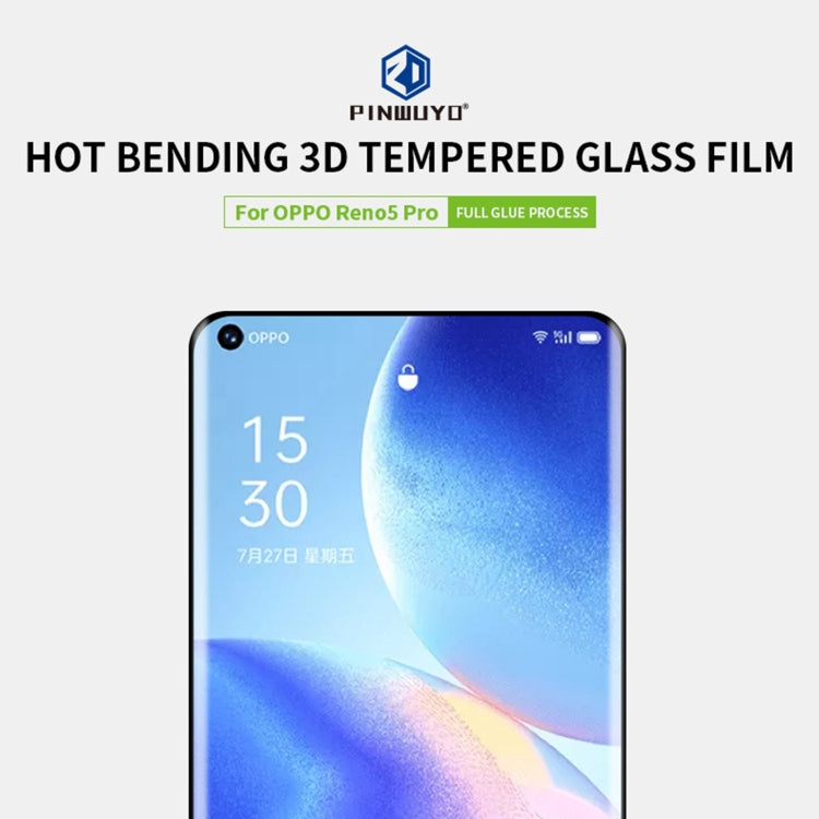 For OPPO Reno5 Pro PINWUYO 9H 3D Hot Bending Tempered Glass Film(Black)