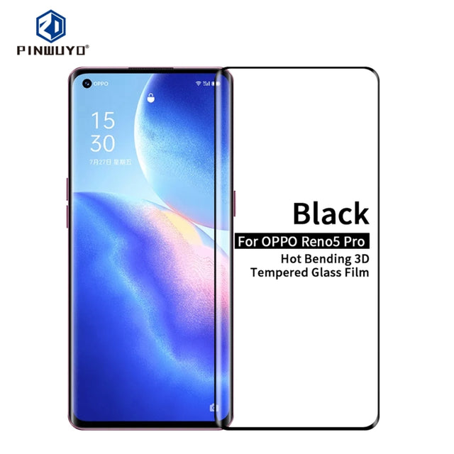 For OPPO Reno5 Pro PINWUYO 9H 3D Hot Bending Tempered Glass Film(Black)