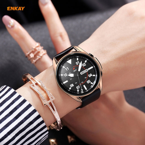 For Samsung Galaxy Watch 3 41mm 2 in 1 ENKAY Hat-Prince Electroplate Soft TPU Case + 0.2mm 9H 2.15D Curved Edge Tempered Glass Film(Rose Gold)