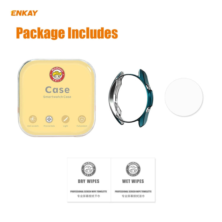 For Samsung Galaxy Watch 3 41mm 2 in 1 ENKAY Hat-Prince Electroplate Soft TPU Case + 0.2mm 9H 2.15D Curved Edge Tempered Glass Film(Cyan)