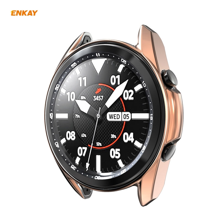 For Samsung Galaxy Watch 3 45mm 2 in 1 ENKAY Hat-Prince Electroplate Soft TPU Case + 0.2mm 9H 2.15D Curved Edge Tempered Glass Film(Rose Gold) - free shipping - PMC TechLife - Order now!