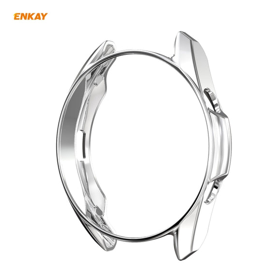 For Samsung Galaxy Watch 3 45mm 2 in 1 ENKAY Hat-Prince Electroplate Soft TPU Case + 0.2mm 9H 2.15D Curved Edge Tempered Glass Film(Silver)