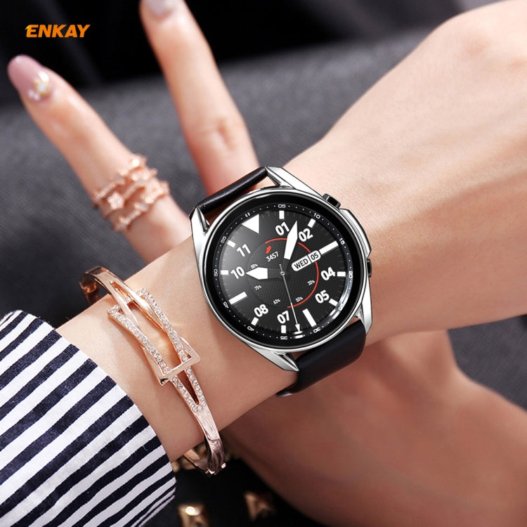 For Samsung Galaxy Watch 3 45mm 2 in 1 ENKAY Hat-Prince Electroplate Soft TPU Case + 0.2mm 9H 2.15D Curved Edge Tempered Glass Film(Silver)
