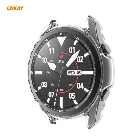 For Samsung Galaxy Watch 3 45mm 2 in 1 ENKAY Hat-Prince Transparent Soft TPU Case + 0.2mm 9H 2.15D Curved Edge Tempered Glass Film - Watch Cases by ENKAY