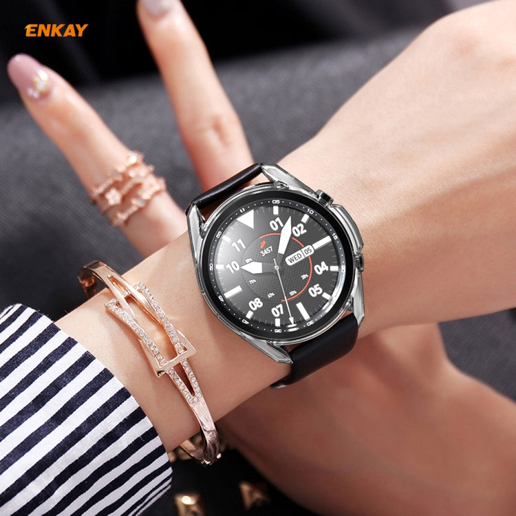 For Samsung Galaxy Watch 3 45mm 2 in 1 ENKAY Hat-Prince Transparent Soft TPU Case + 0.2mm 9H 2.15D Curved Edge Tempered Glass Film - Watch Cases by ENKAY