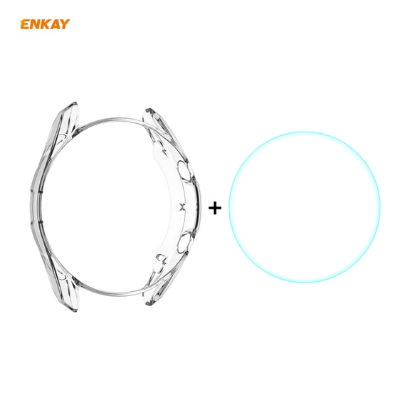 For Samsung Galaxy Watch 3 45mm 2 in 1 ENKAY Hat-Prince Transparent Soft TPU Case + 0.2mm 9H 2.15D Curved Edge Tempered Glass Film - Watch Cases by ENKAY
