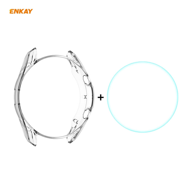 For Samsung Galaxy Watch 3 45mm 2 in 1 ENKAY Hat-Prince Transparent Soft TPU Case + 0.2mm 9H 2.15D Curved Edge Tempered Glass Film - Watch Cases by ENKAY