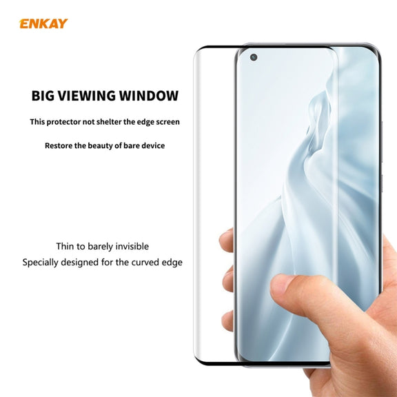 5 PCS For Xiaomi Mi 11 ENKAY Hat-Prince 0.26mm 9H 3D Explosion-proof Full Screen Curved Heat Bending Tempered Glass Film