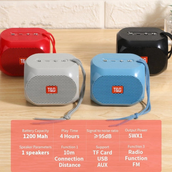 T&G TG196 TWS Subwoofer Bluetooth Speaker With Braided Cord, Support USB/AUX/TF Card/FM(Gray)